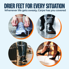 Carpe lifestyle shot with shoes and socks showing daily sweat control