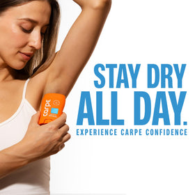 Carpe underarm before and after image showing reduced sweat and odor benefit