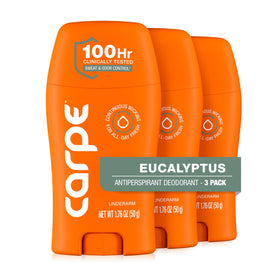 Carpe front packaging showing eucalyptus scent and three-pack benefit