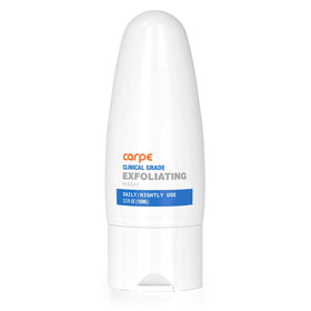 Carpe front packaging showing minty exfoliating scrub and brand for clear benefits