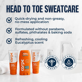 Carpe sweat-absorbing hand lotion cream texture close-up demonstrating quick-absorbing feel