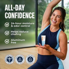 Carpe being applied to bikini line illustrating targeted odor control