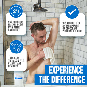 Carpe lather in hand demonstrating sudsy foam and easy rinsing benefit