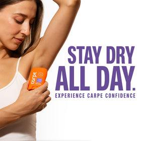 Lifestyle image of active woman using Carpe before exercise signaling reliable protection