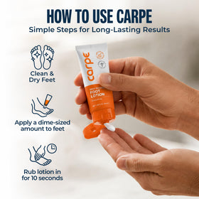 Carpe small lotion dab on hand demonstrating no-residue application