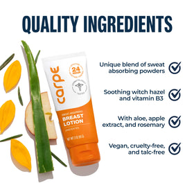 Carpe lotion on skin with matte finish demonstrating no-stain benefit