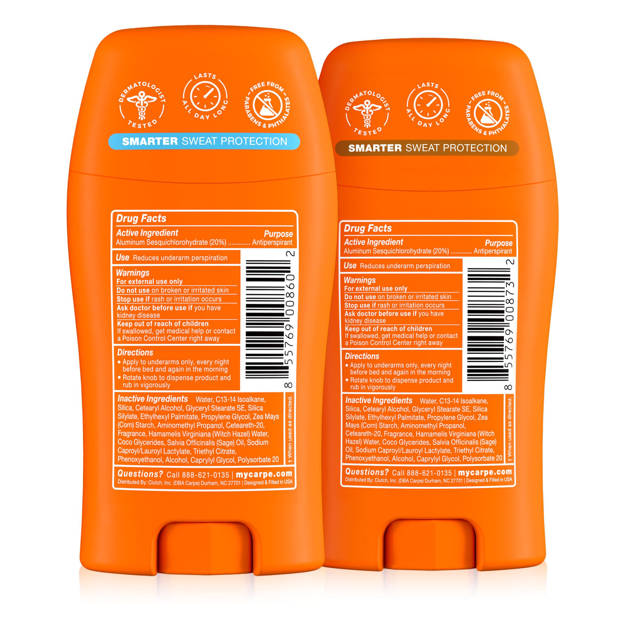 Carpe label close-up showing ingredients and dermatologist tested claim