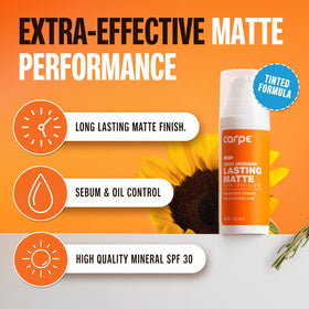 Carpe texture swipe on skin demonstrating matte, weightless finish