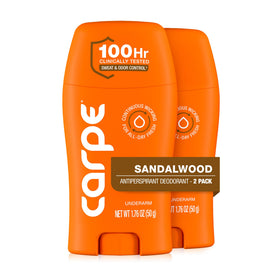 Carpe front packaging showing Sandalwood scent and clinical benefits