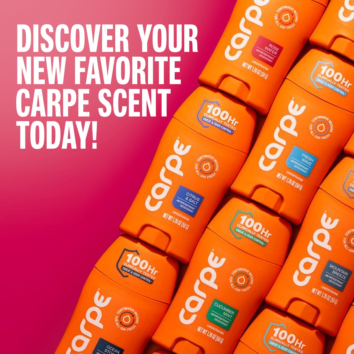 Carpe two-pack box display highlighting value and refill convenience