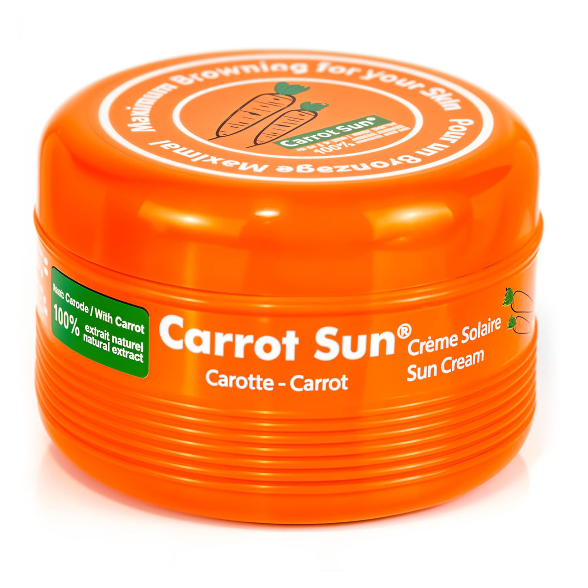 Carrot Sun front packaging showing 350ml bottle and label for easy identification and benefit