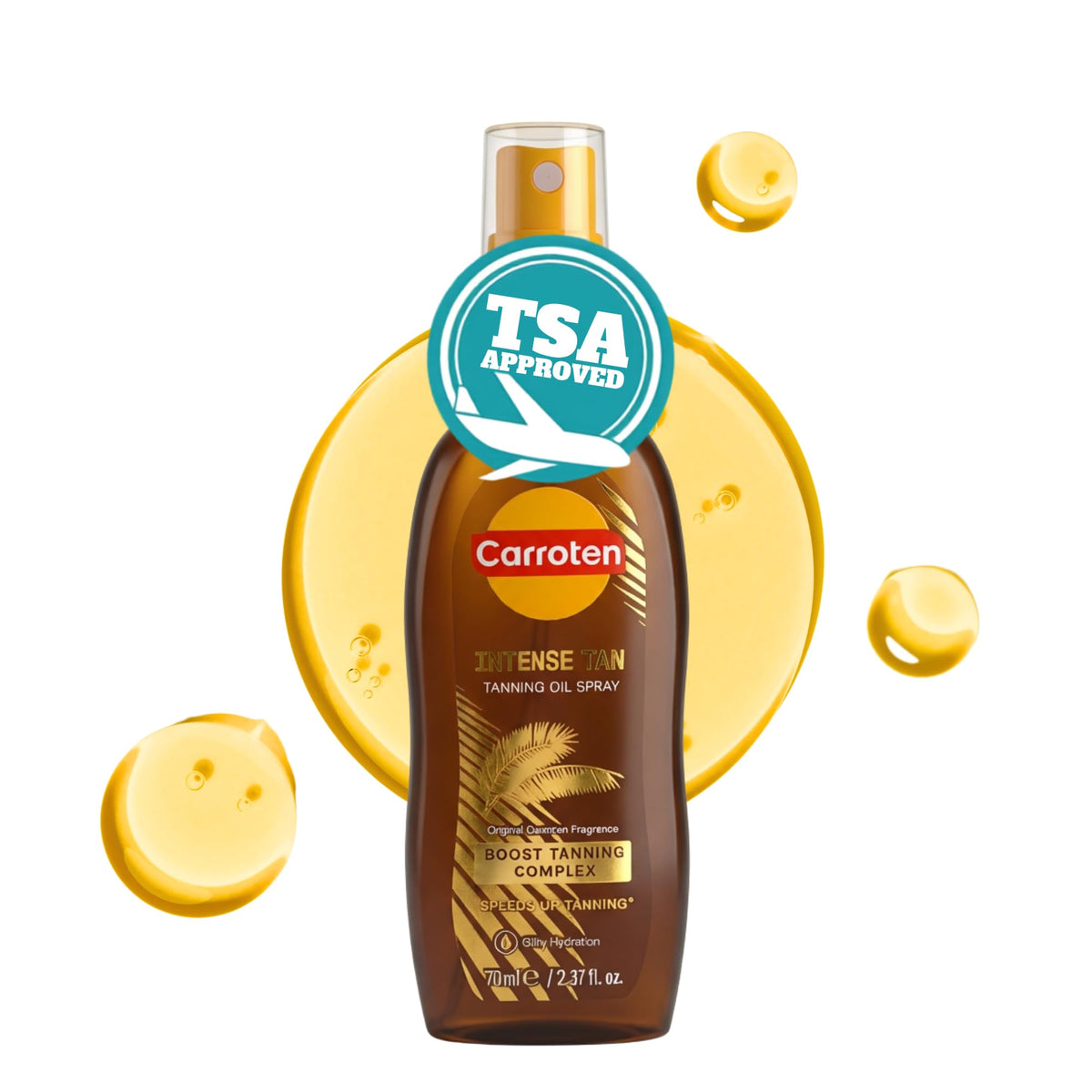 Carroten front bottle travel size showing label and compact design for portability