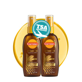 Carroten front packaging showing two 2.3 oz bottles and travel convenience