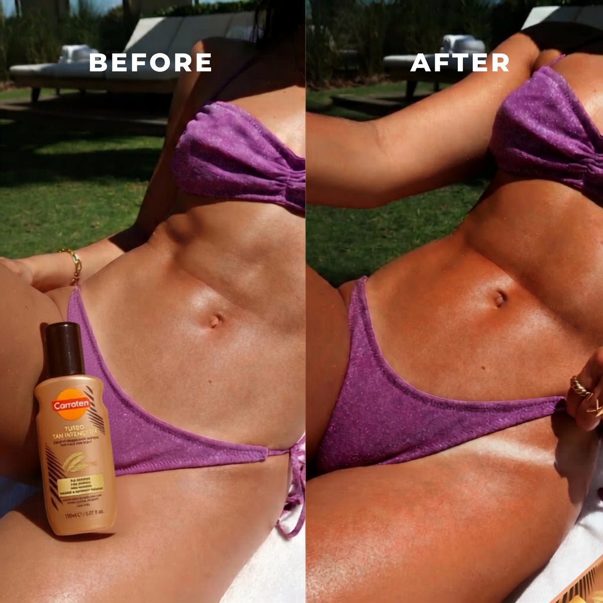 Carroten close-up of spray-lotion texture for even application