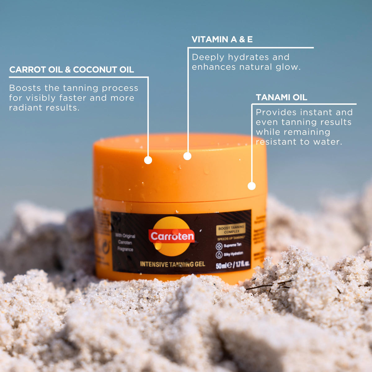 Carroten tube inside a beach bag emphasizing travel convenience and durability
