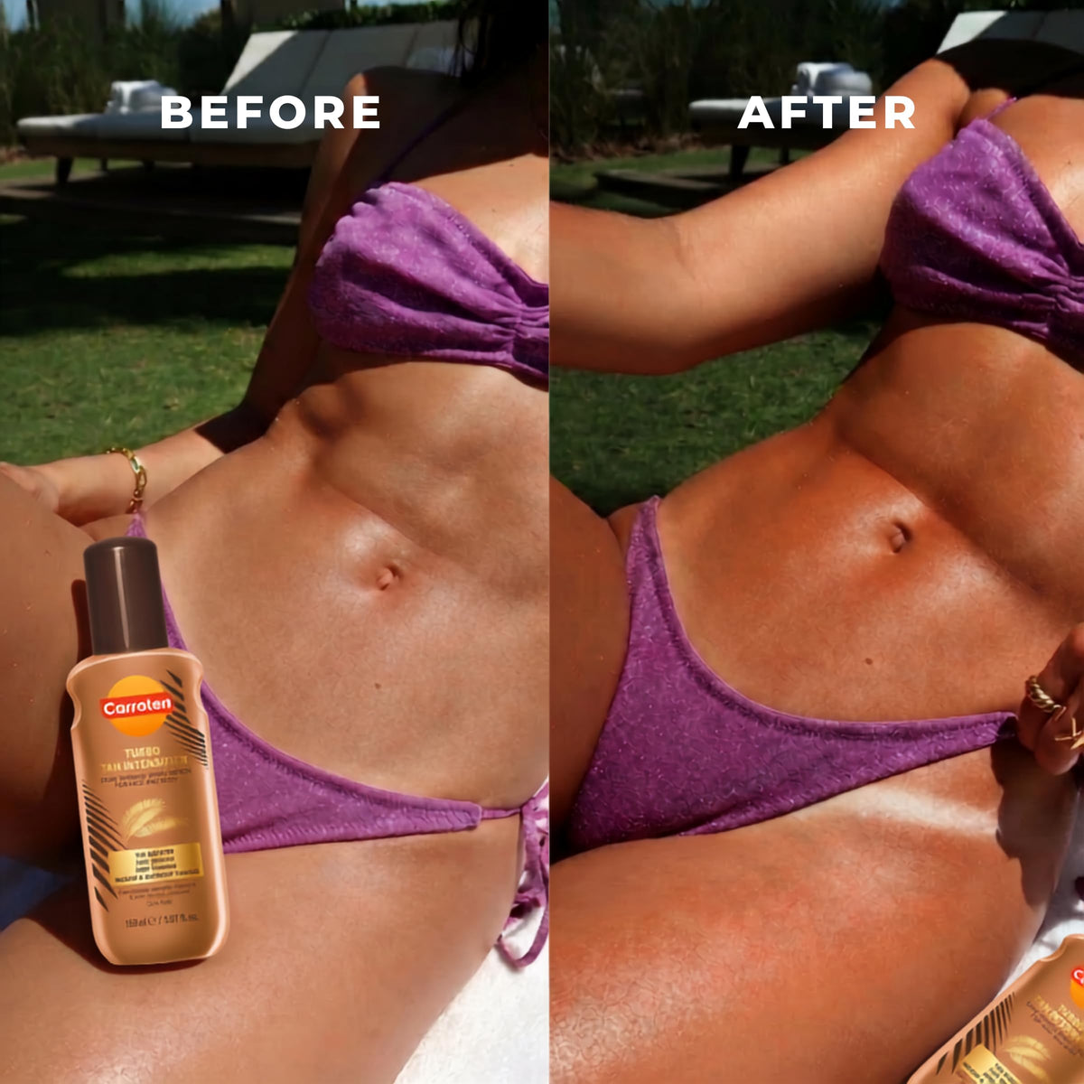 Carroten Turbo Tan close-up spray nozzle and lightweight texture