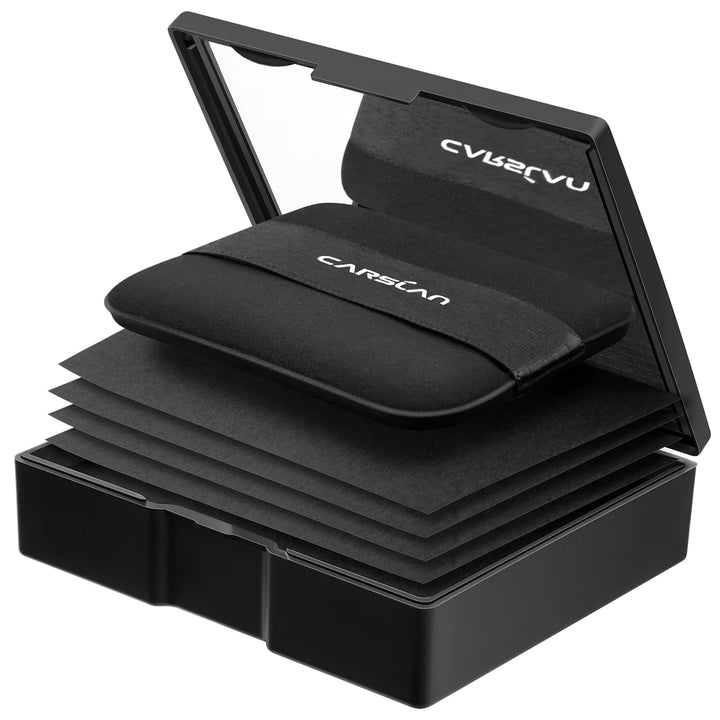 CARSLAN compact front view showing sleek black design and secure magnet, ideal for travel