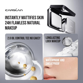 CARSLAN open compact displaying translucent pressed powder and usable pan for application