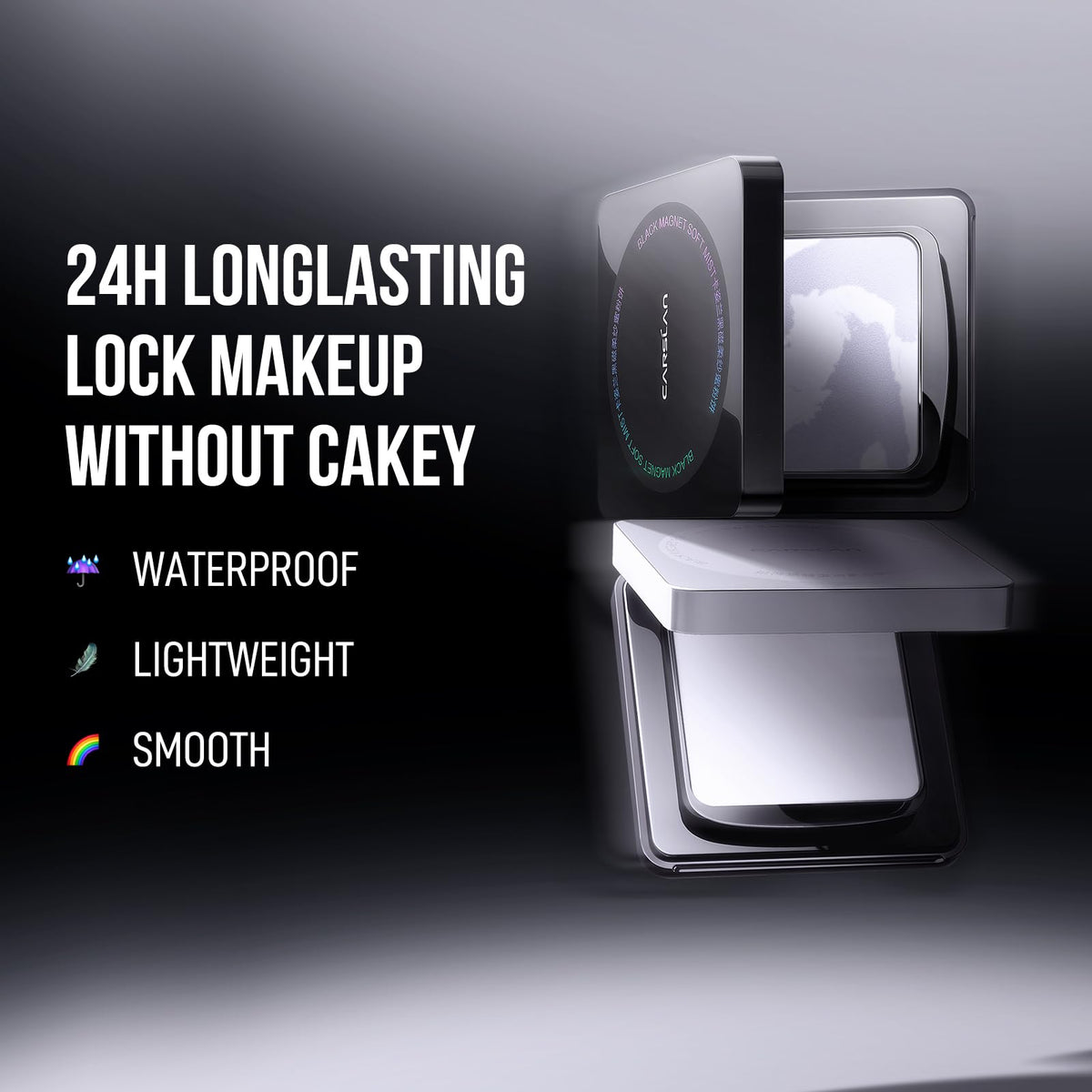 CARSLAN compact open with mirror and puff for easy touch-ups