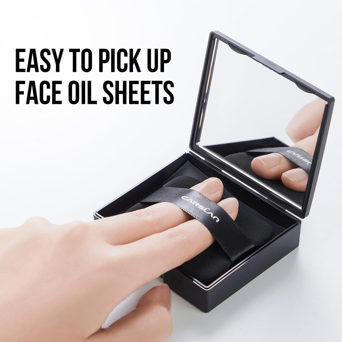 CARSLAN compact beside sunglasses illustrating pocket-sized convenience