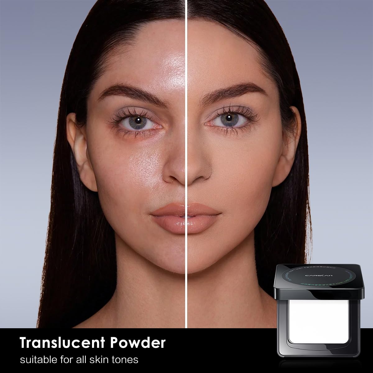CARSLAN pressed powder texture close-up highlighting ultra-fine finish