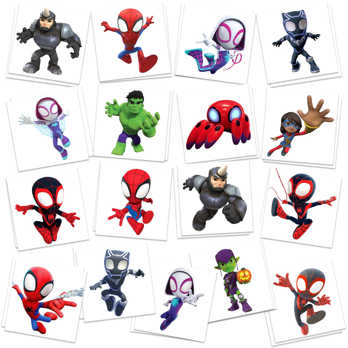CasaCraze front packaging displaying 34-piece Spidey temporary tattoos, great for party favors