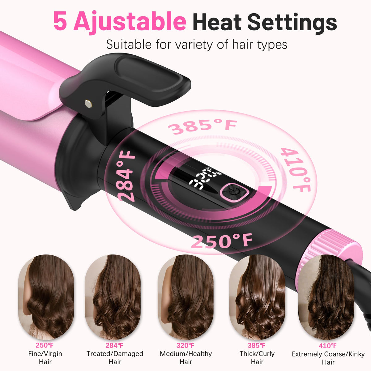 Casavok ceramic barrel close-up demonstrating even heat for smoother, shinier hair