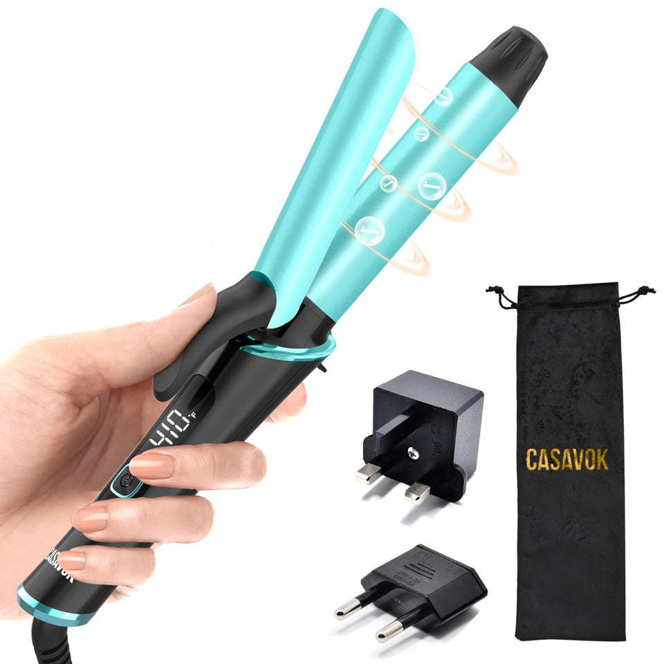 Casavok mini curling iron front view showing compact design and 1-inch barrel