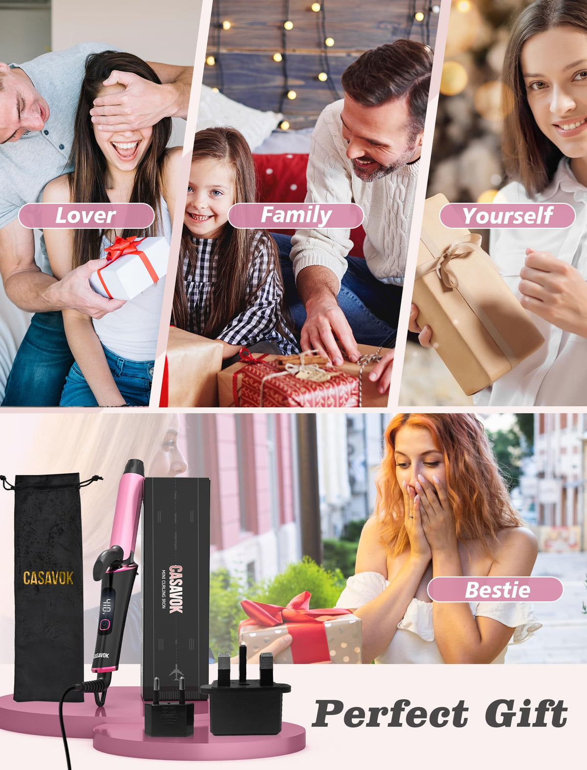 Casavok used by a woman creating curls for quick styling results