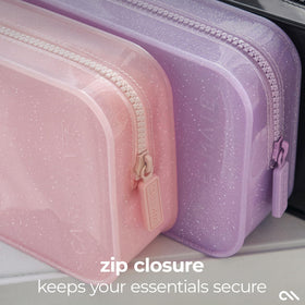 Case-Mate pouch in a tote bag demonstrating portable organization and travel convenience
