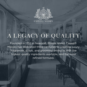 Caswell-Massey bars staged in a bathroom showing daily use and refined grooming benefit