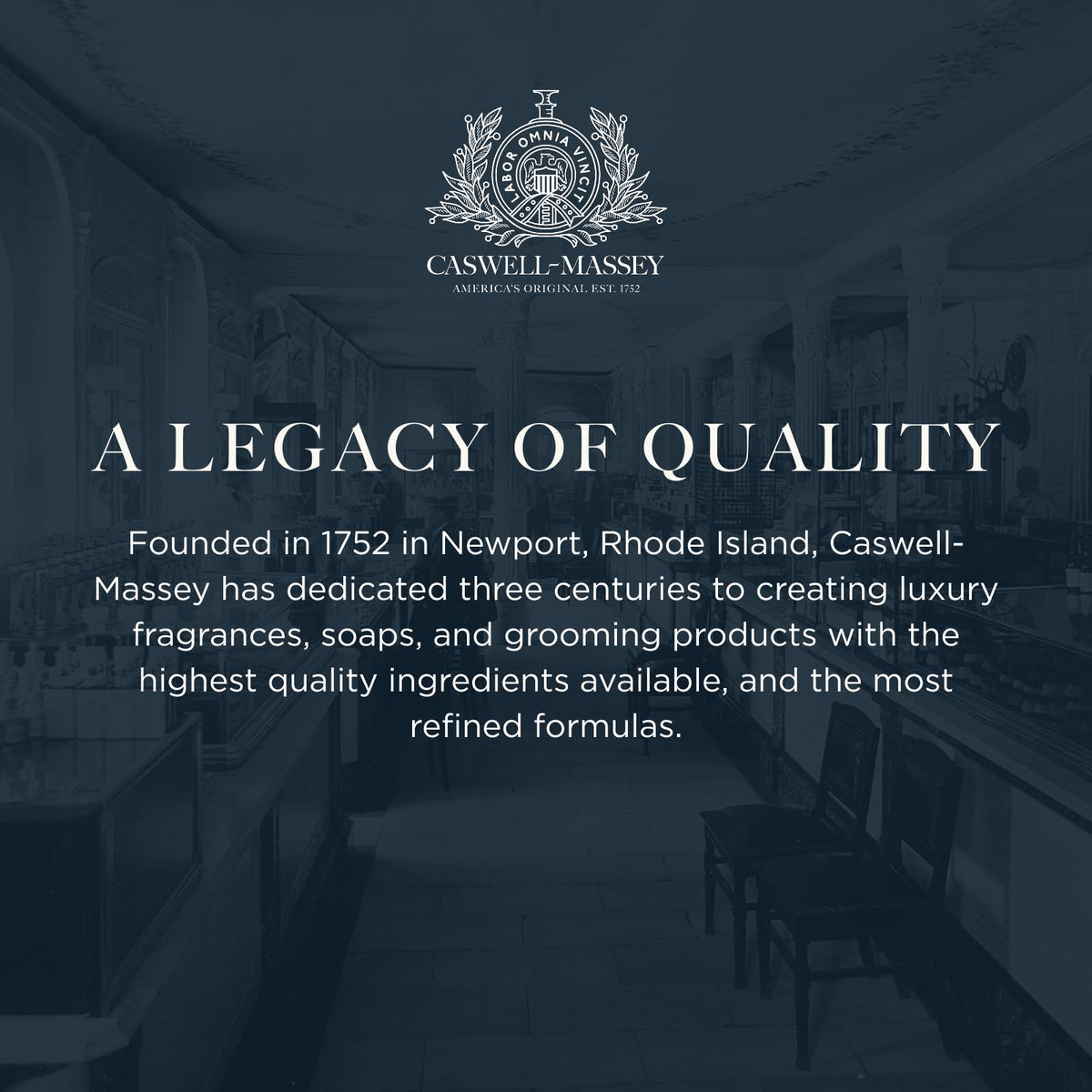 Caswell-Massey ingredients label view showing plant-based and clean formulation