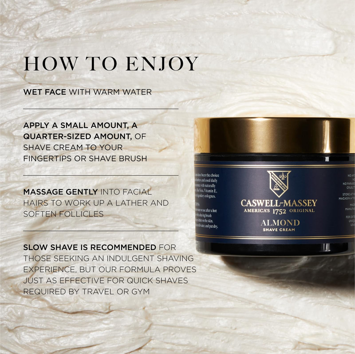 Caswell-Massey label detail with ingredient list highlighting moisturizing benefits