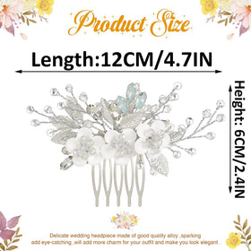 Catery bridal comb styled on bride in wedding setting adding delicate floral accent