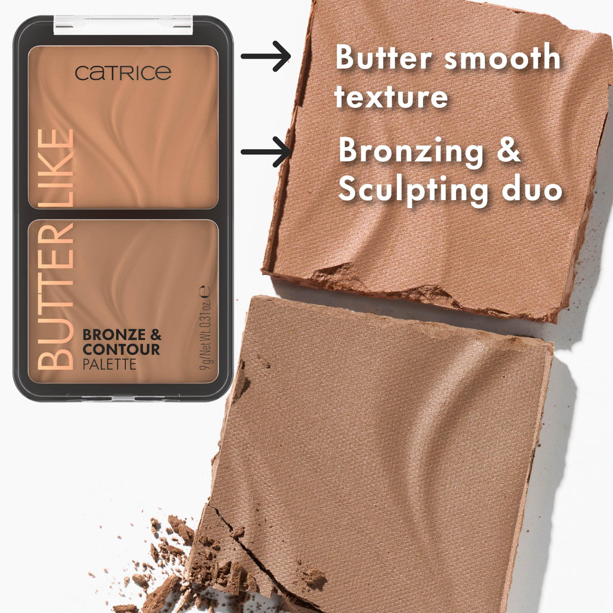 Catrice close-up of powder texture highlighting buttery blendability and smooth finish
