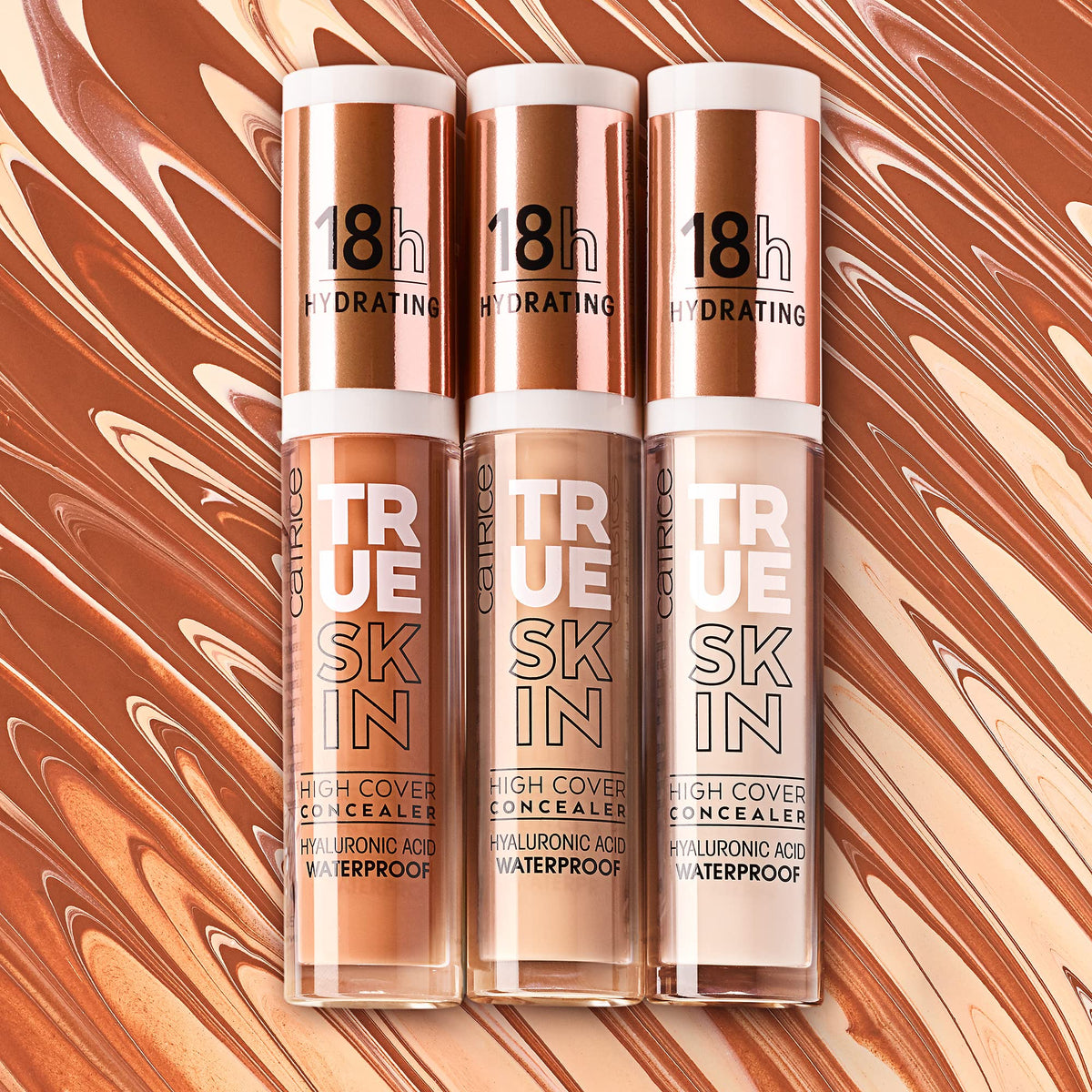 Catrice concealer next to True Skin foundation illustrating layering compatibility benefit