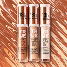 Catrice concealer next to True Skin foundation illustrating layering compatibility benefit