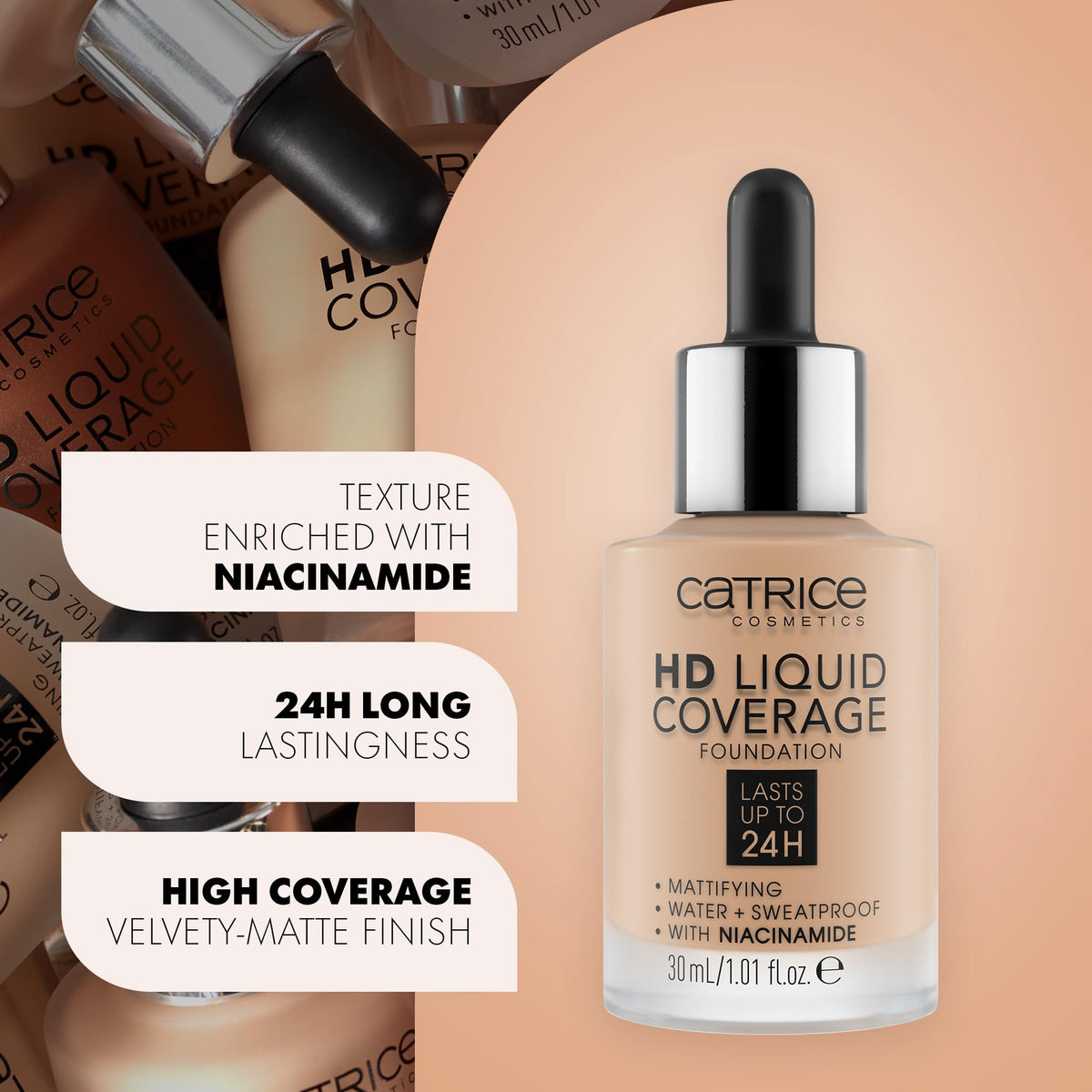 Catrice Cosmetics texture close-up revealing lightweight, blendable liquid for seamless finish