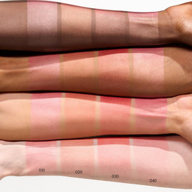Catrice brush applying blush to cheek highlighting easy blendability