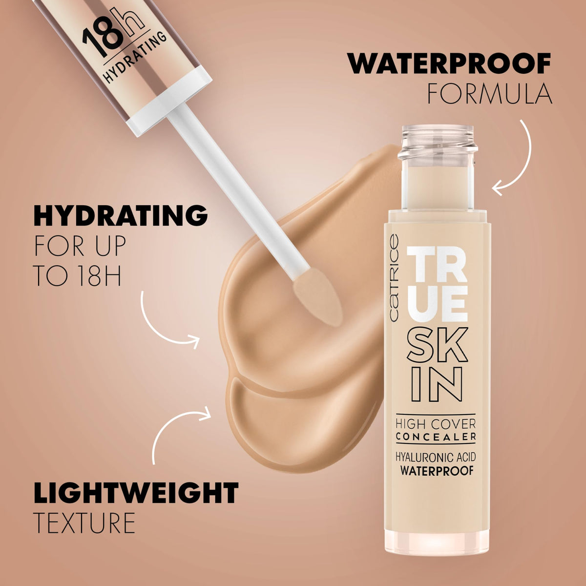 Catrice texture swatch on skin, smooth blend and matte finish benefit