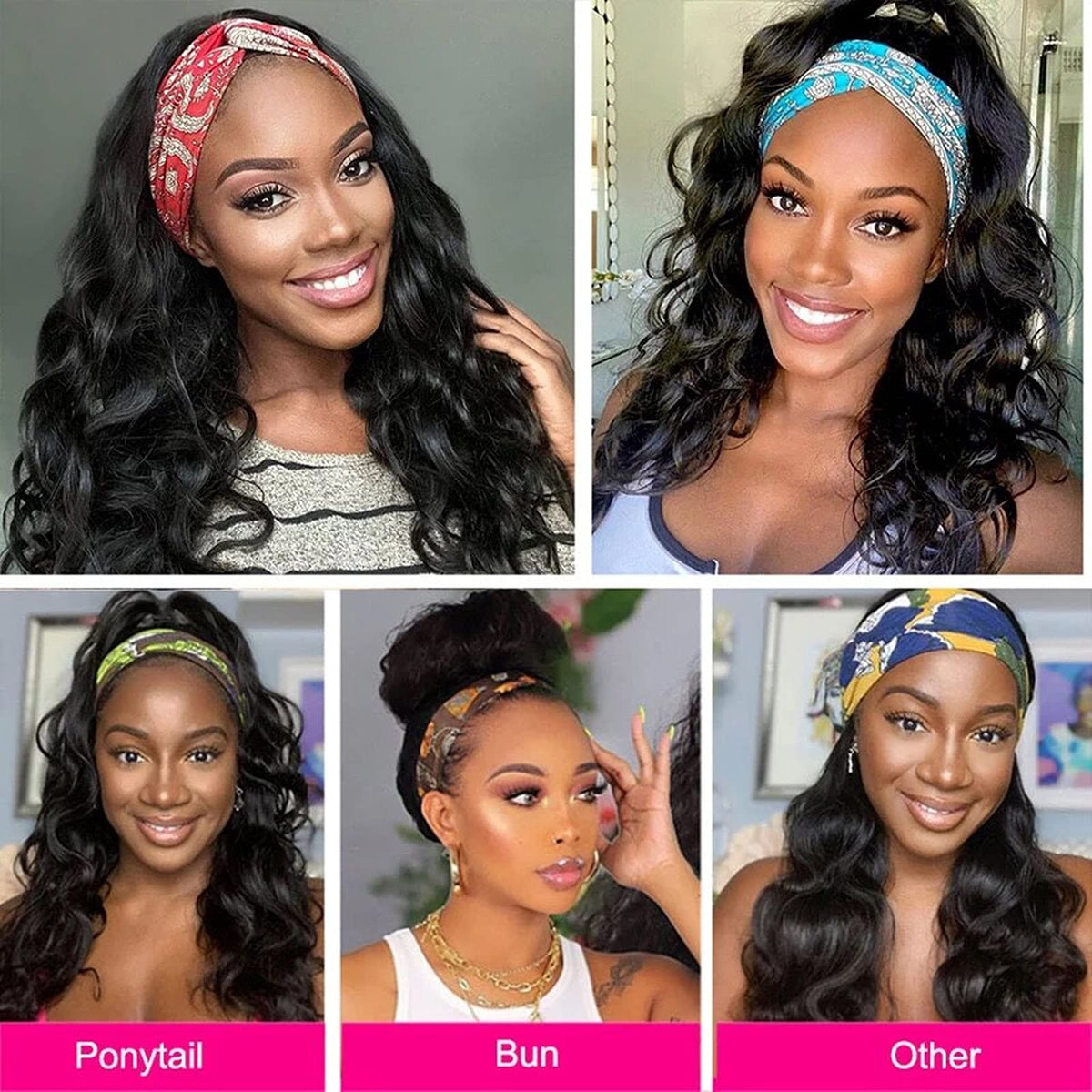 catti packaging contents including wig cap and matching headband