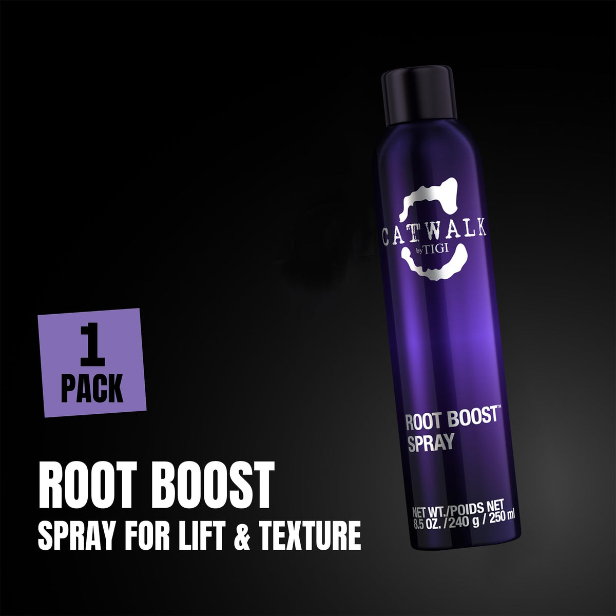 CATWALK by TIGI aerosol can label highlighting key ingredients and volume advantage