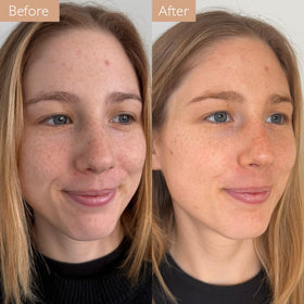 Caudalie application spreading blend on neck and face for seamless color transition