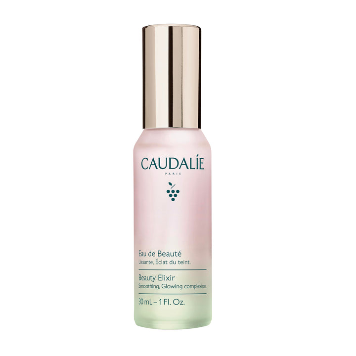 Caudalie Beauty Elixir front bottle showing compact travel-friendly design