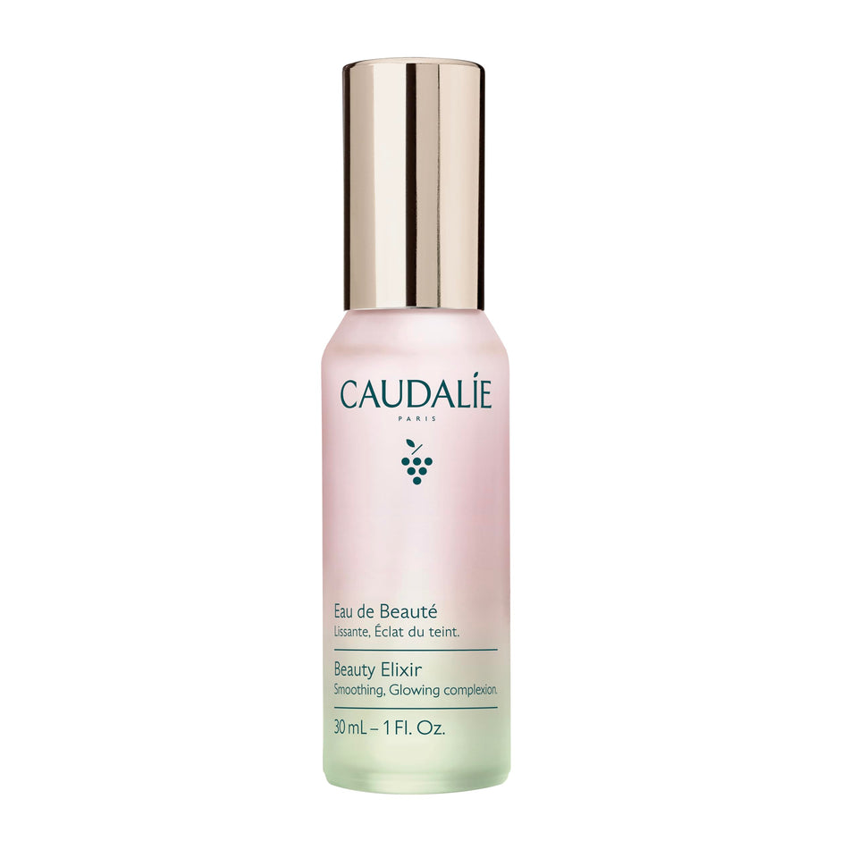 Caudalie Beauty Elixir front bottle showing compact travel-friendly design