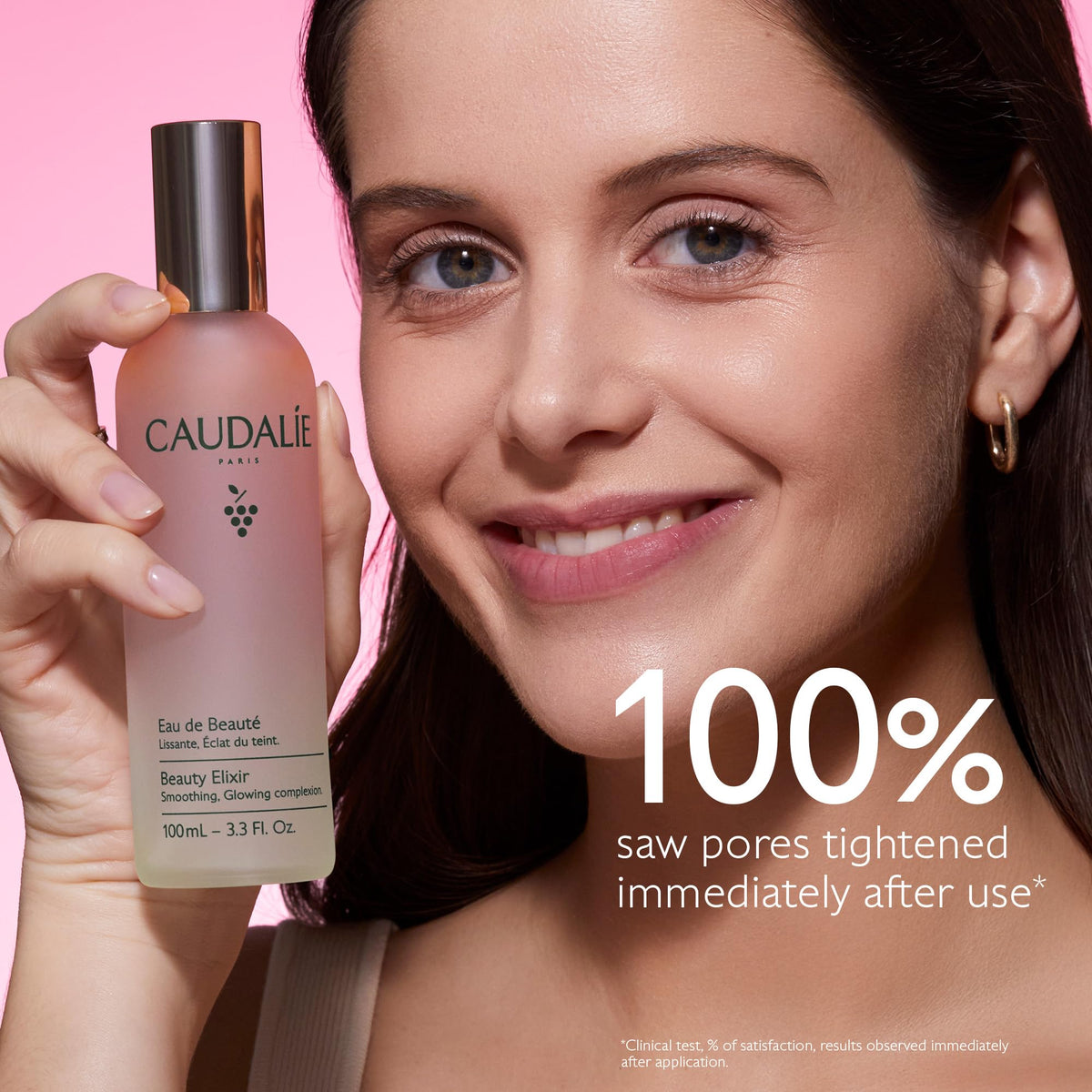 Caudalie product label detail showing ingredient list and natural claims for trust