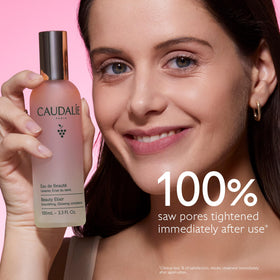 Caudalie product label detail showing ingredient list and natural claims for trust