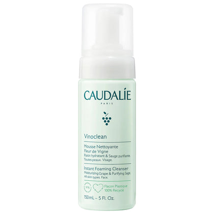 Caudalie front packaging showing 150 mL bottle and clear label for gentle cleansing benefit