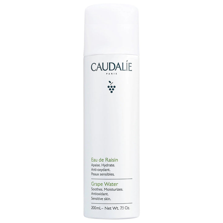 Caudalie front packaging showing the 200 mL bottle and brand benefits