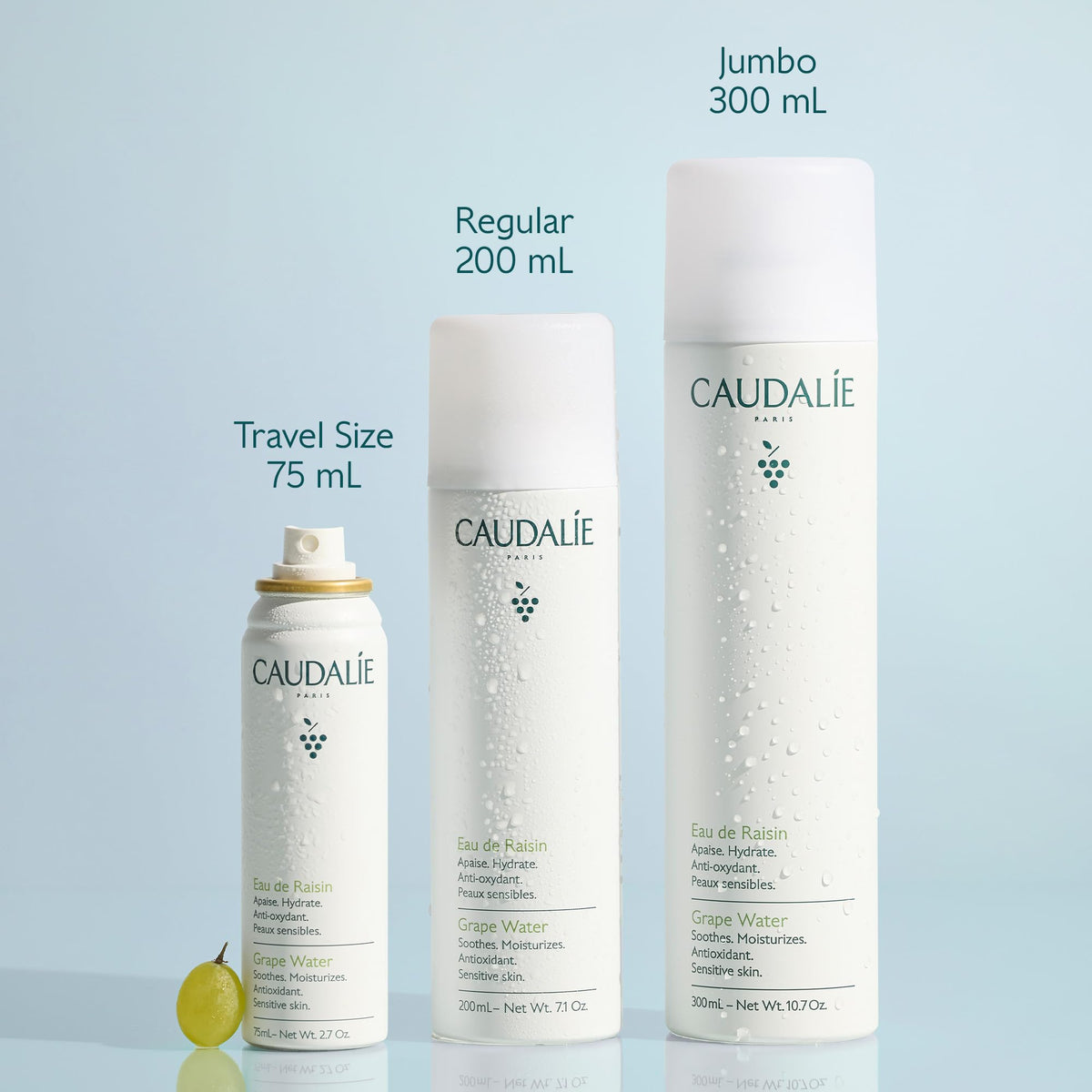 Caudalie bottle in a travel bag to show portable 200 mL size advantage
